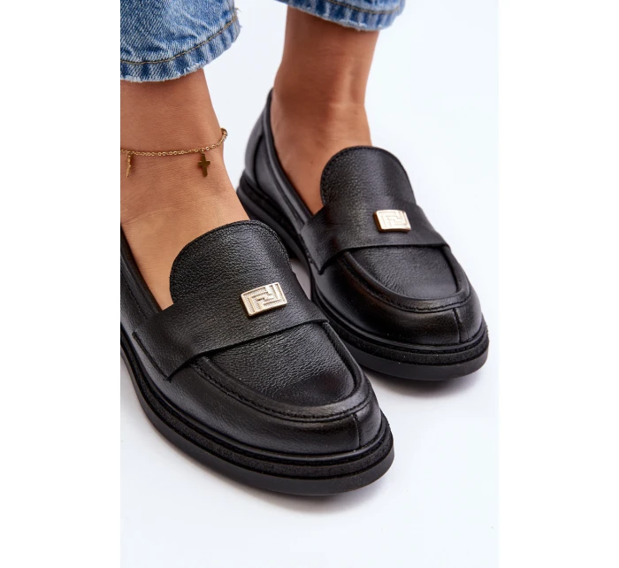 Zazoo 20165 Dámské kožené mokasíny černé