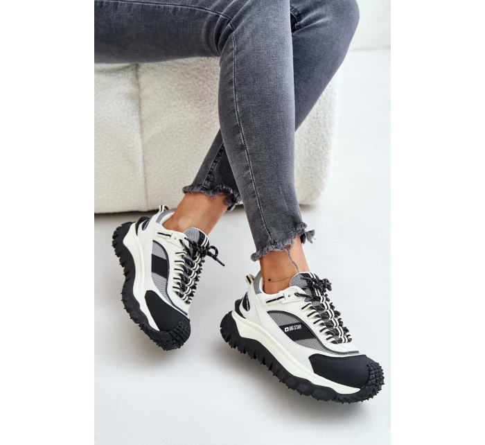 Kožené Dámské Sneakersy Na Platformě Big Star OO274A220 HI-POLY SYSTEM Bílá-Černá Kožené Dámské Sneakersy Na Platformě Big Star OO274A220 HI-POLY SYSTEM Bílá-Černá