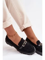 Dámské mokasíny se zlatým přezkou Černé Mirelva