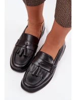 Dámské mokasíny z eko kůže s třásněmi Černé Galera