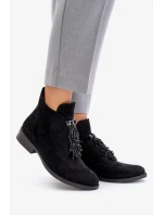Zateplené Nízké Kotníkové Boty s Ozdobou na Zip S.Barski Černé Zateplené Nízké Kotníkové Boty s Ozdobou na Zip S.Barski Černé