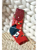 Dětské Vánoční Bavlněné Ponožky S Mikulášem Červené