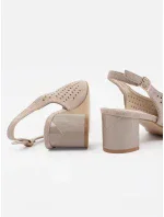 Jedinečné hnědé dámské  sandály na širokém podpatku