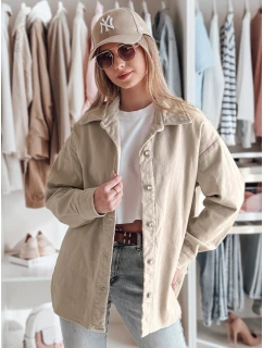 Dámská přechodná košilová bunda oversize KOSMOJACK j.beige FashionStreet TY4842