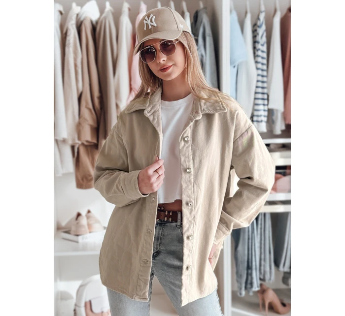 Dámská přechodná košilová bunda oversize KOSMOJACK j.beige FashionStreet TY4842