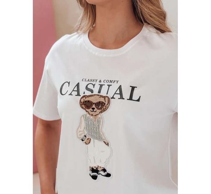 Dámské tričko s medvídkem bílé model 21988869 - Dstreet