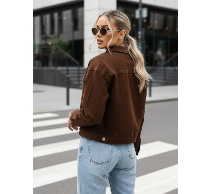 Dámská hnědá džínová bunda FashionStreet TY5343 Dámská hnědá džínová bunda FashionStreet TY5343
