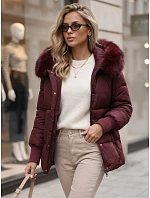 Dámská zimní prošívaná bunda s kapucí, vínová, FashionStreet TY6003 Dámská zimní prošívaná bunda s kapucí, vínová, FashionStreet TY6003
