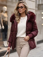 Dámská zimní prošívaná bunda s kapucí, vínová, FashionStreet TY6003