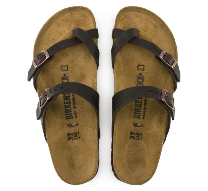 dámské žabky z kůže hnědé model 21867305 - Birkenstock dámské žabky z kůže hnědé model 21867305 - Birkenstock