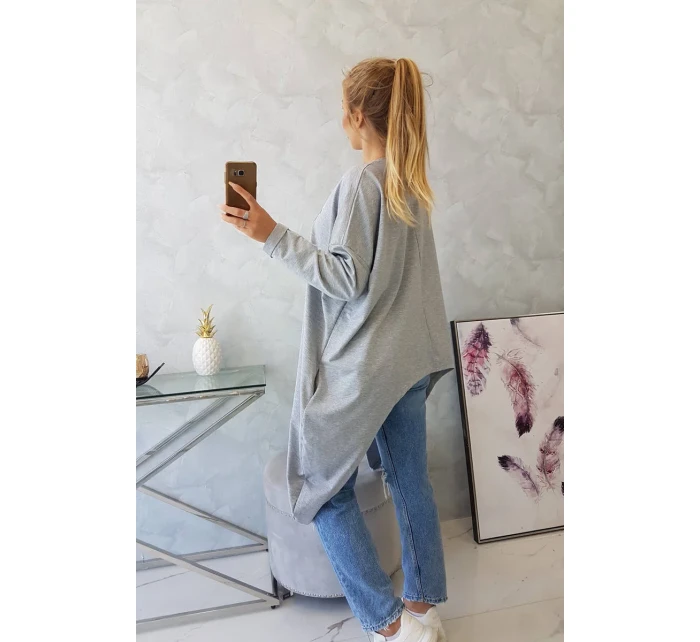 Halenka oversize s potiskem šedá