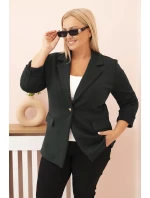 Dámská viskózová sako Plus Size s dlouhým rukávem a límcem tmavě zelená Dámská viskózová sako Plus Size s dlouhým rukávem a límcem tmavě zelená