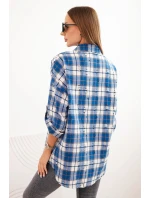 Dámská kostkovaná bavlněná košile s efektem obnošení chabrová Dámská kostkovaná bavlněná košile s efektem obnošení chabrová