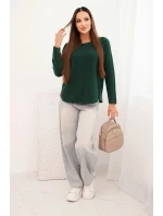 Dámský svetr z viskózy s dlouhým rukávem a kulatým výstřihem tmavě zelený Dámský svetr z viskózy s dlouhým rukávem a kulatým výstřihem tmavě zelený