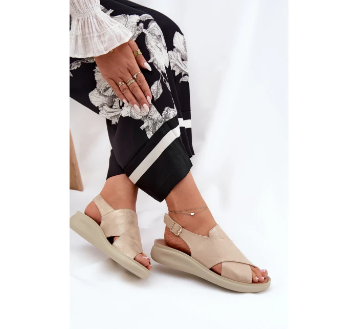 Dámské Sandály Z Eko Kůže Zlaté model 21691831 - Boto