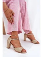 Dámské Sandály Na Podpatku S Dekorativním Páskem Eko Kůže Zlaté Triavera Dámské Sandály Na Podpatku S Dekorativním Páskem Eko Kůže Zlaté Triavera