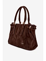 Kožená kabelka z ekologického semiše čokoládová Vessia