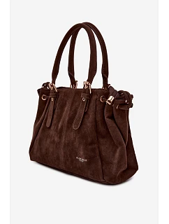 Kožená kabelka z ekologického semiše čokoládová model 22111512 - Flora&Co