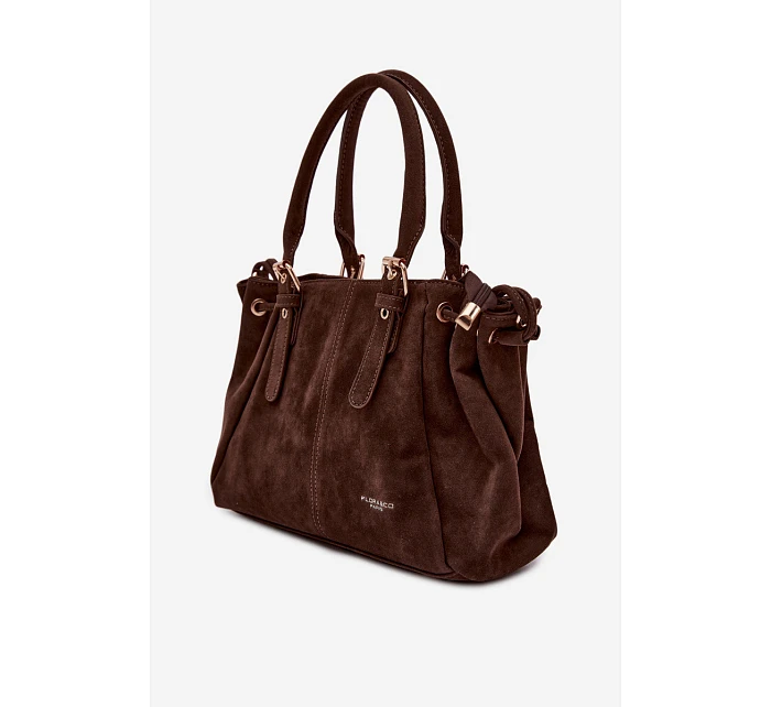 Kožená kabelka z ekologického semiše čokoládová Vessia