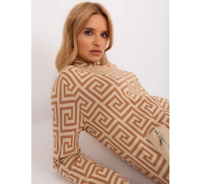 Sweter AT SW model 18955173 camelowy - FPrice Sweter AT SW model 18955173 camelowy - FPrice