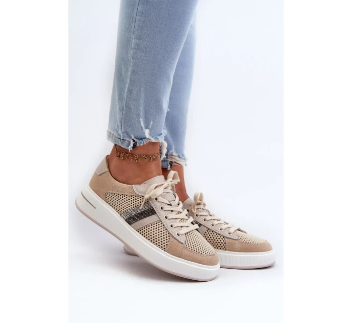 Dámské kožené tenisky D&A béžové Dámské kožené tenisky D&A béžové