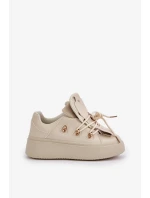 Sneakersy Damskie Na Platformie Beżowe Dolistana Sneakersy Damskie Na Platformie Beżowe Dolistana