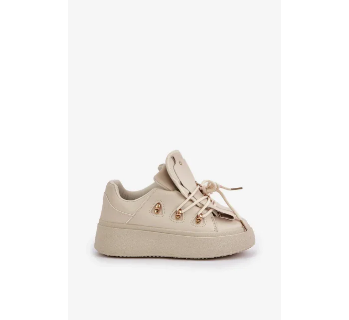 Sneakersy Damskie Na Platformie Beżowe Dolistana Sneakersy Damskie Na Platformie Beżowe Dolistana