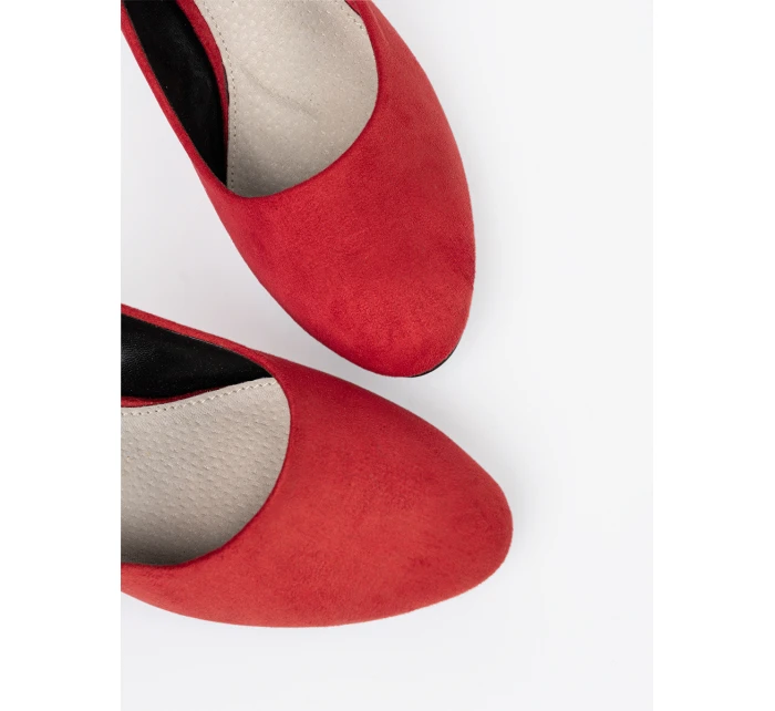 Jedinečné  lodičky červené dámské na širokém podpatku