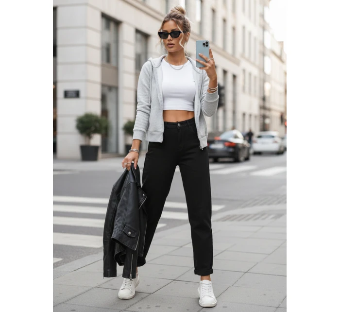 Dámské džíny mom fit s vysokým pasem černé FashionStreet UY2868