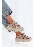 Kožené sneakersy na platformě Maciejka 06891-18 béžové Kožené sneakersy na platformě Maciejka 06891-18 béžové