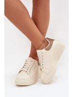 Dámské sneakersy na platformě Big Star SS274246 světle béžové Dámské sneakersy na platformě Big Star SS274246 světle béžové