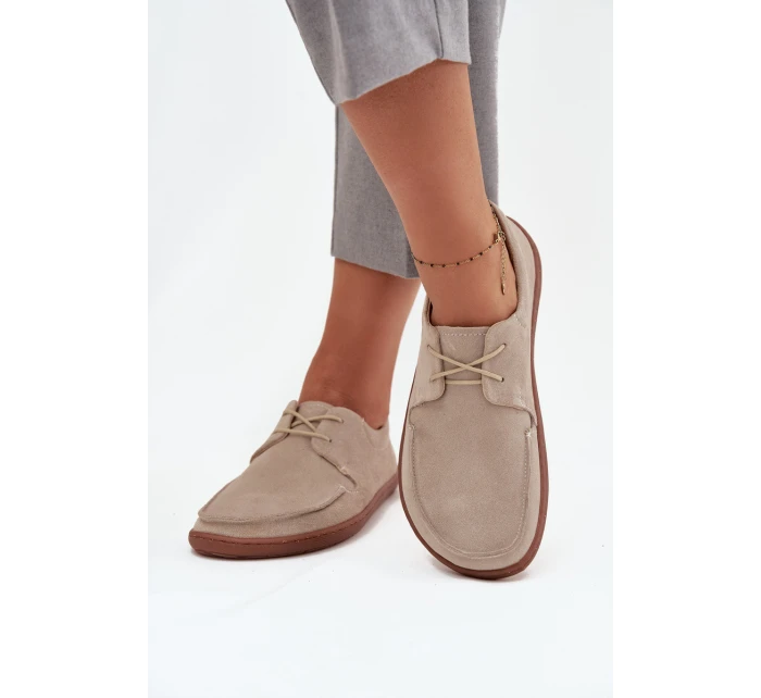 Dámské polobotky typu barefoot z přírodního semiše Zazoo 327 světle béžové