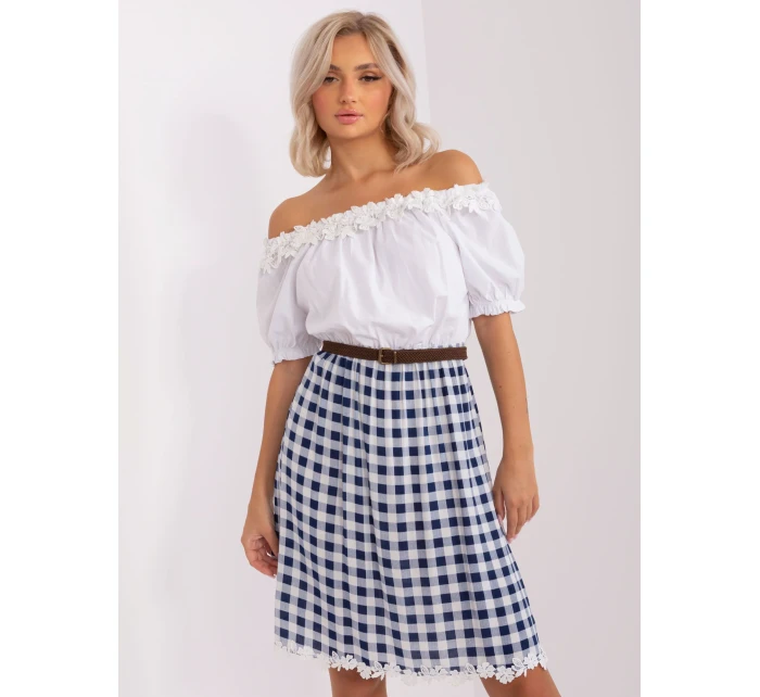 Šaty LK SK 506358.21P bílé a tmavě modré