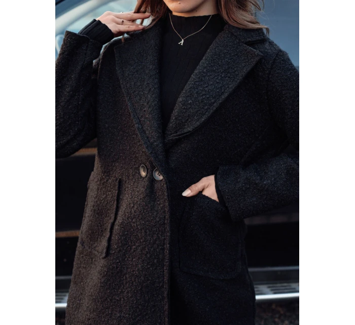 Dámský oversize dlouhý kabát BARALITE z jehněčí kůže černý FashionStreet NY0709