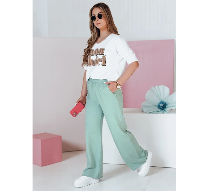 Dámské tepláky se širokými nohavicemi DRESLINA mint FashionStreet UY2690 Dámské tepláky se širokými nohavicemi DRESLINA mint FashionStreet UY2690