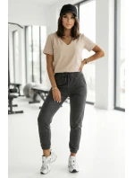 damska z dekoltem V i krótkim  beżowa model 22025612 - numoco basic