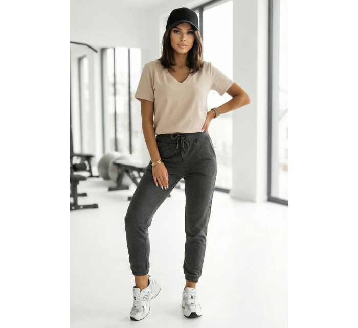 damska z dekoltem V i krótkim  beżowa model 22025612 - numoco basic