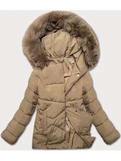 Béžová volná dámská bunda ve tvaru pro přechodné období model 21248527 - J.STYLE