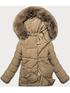 Béžová volná dámská bunda ve tvaru pro přechodné období model 21248527 - J.STYLE