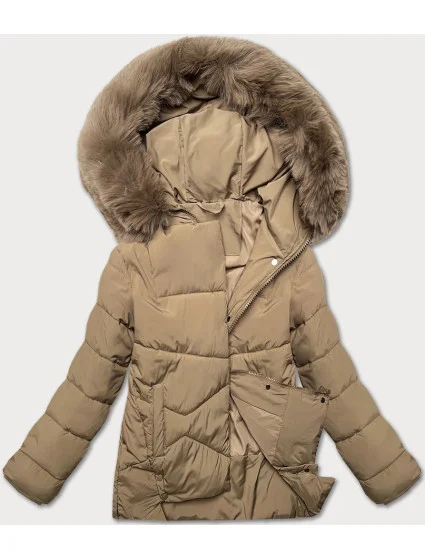 Béžová volná dámská bunda ve tvaru pro přechodné období model 21248527 - J.STYLE