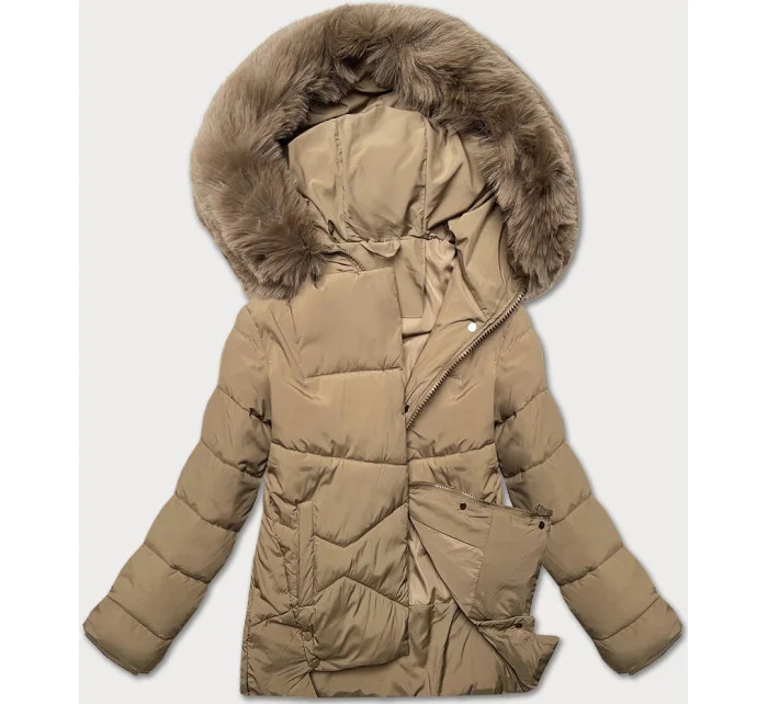 Béžová volná dámská bunda ve tvaru pro přechodné období model 21248527 - J.STYLE