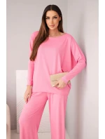 Dámská viskózová souprava s volnou blůzou a kalhotami světle růžový Dámská viskózová souprava s volnou blůzou a kalhotami světle růžový