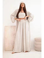 Dámský viskózový 4dílný komplet v boho stylu tmavě béžový