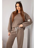 Dámský set máslový mikina + kalhoty mocca