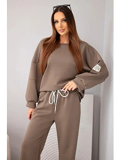 Dámský set máslový mikina + kalhoty mocca