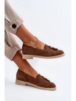 model 21652470 Semišové Dámské Mokasíny na Ploché Podrážce Hnědé - Zazoo