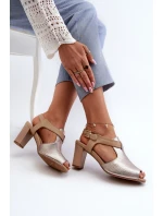 Dámské sandály na podpatku z eko kůže zlaté Queenmarie Dámské sandály na podpatku z eko kůže zlaté Queenmarie