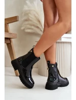 Lakové boty s zipem na kotníku černé Groesta