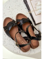 Kožené Sandály Na Jemném Podpatku Zazoo 40372 Černé