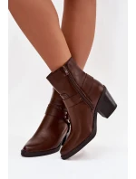 Zateplené dámské kotníkové boty na podpatku s ozdobným hnědé model 21758921 - Boto Zateplené dámské kotníkové boty na podpatku s ozdobným hnědé model 21758921 - Boto